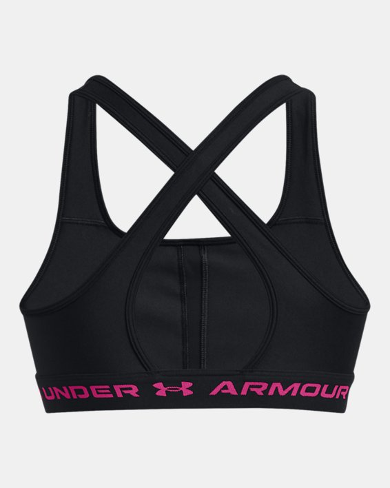 Women's Armour® Mid Crossback Sports Bra, Black, pdpMainDesktop image number 10